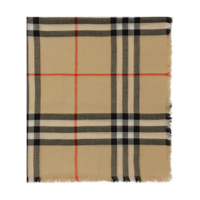 Burberry Check Design Wool Scarf Brown - Unisex Couple Style. 80850691