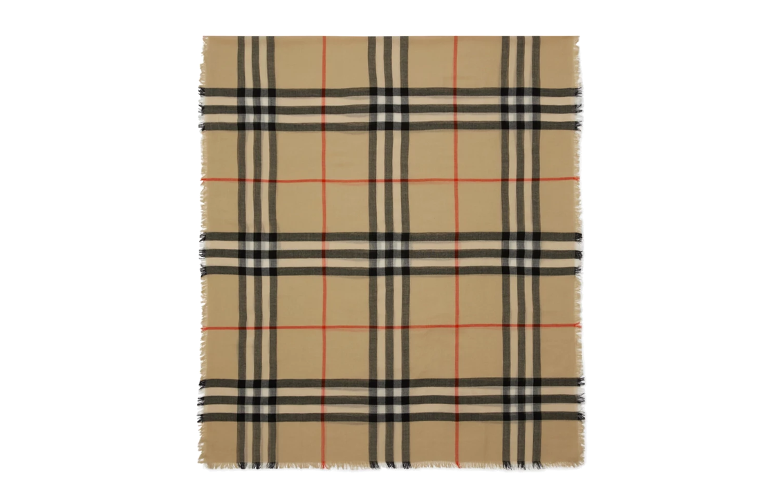 Burberry Check Design Wool Scarf Brown - Unisex Couple Style. 80850691 圖 3