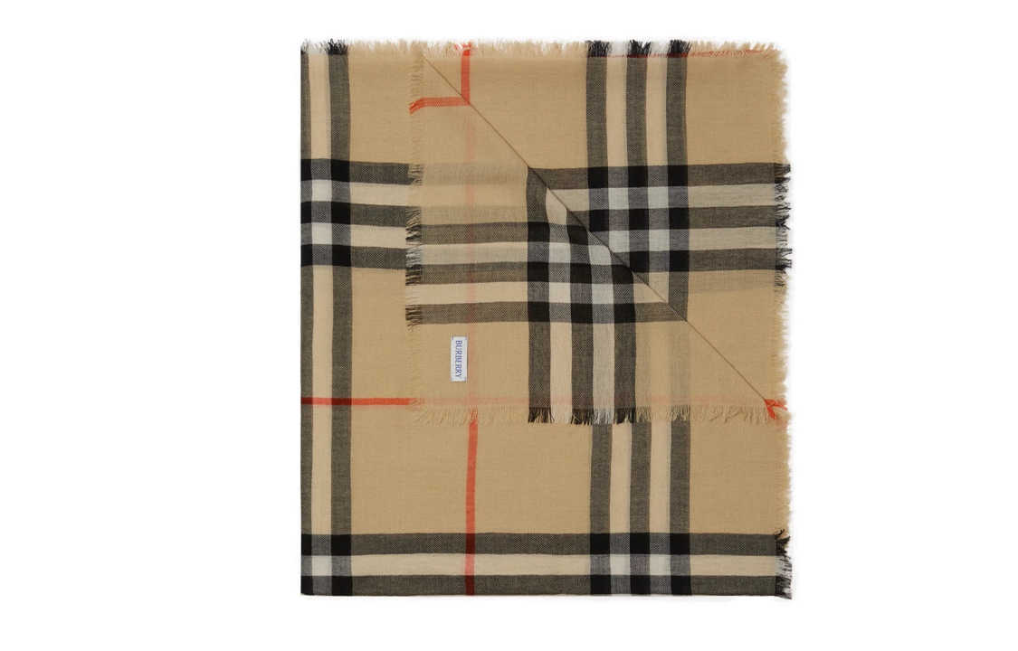 Burberry Check Design Wool Scarf Brown - Unisex Couple Style. 80850691 圖 4