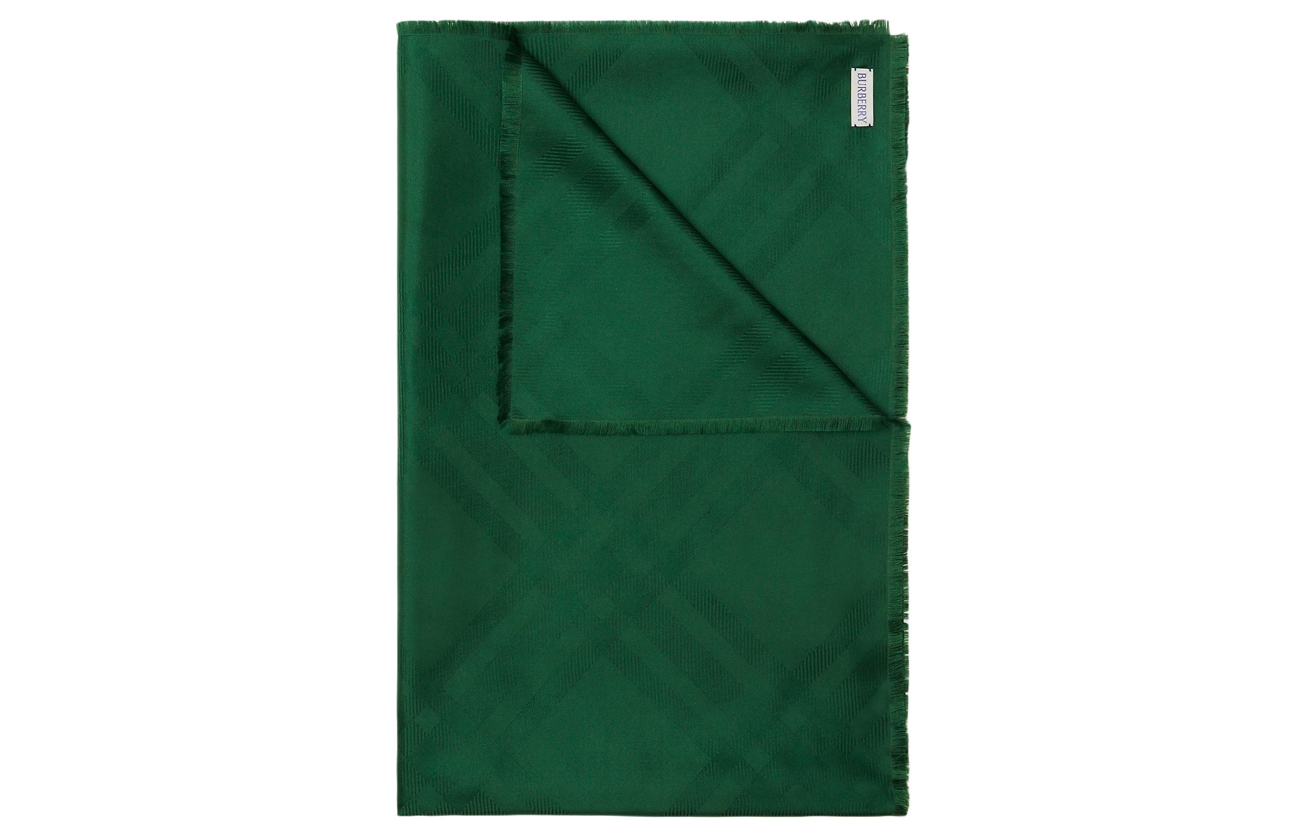 Burberry Check Detail Scarf Green Unisex Couple Style. 80858141 圖 3