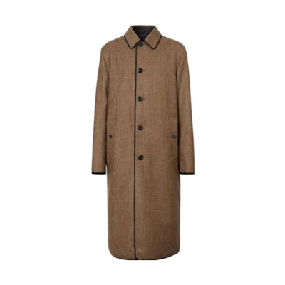 Burberry Check Detail Single-Breasted Casual Coat Brown 80241201