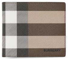 Burberry Check E-canvas International Bifold Wallet 8 slot Dark Birch Brown Burberry Check E-canvas International Bifold Wallet 8 slot Dark Birch Brown