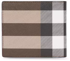 Order Burberry Check E-canvas International Bifold Wallet 8 slot Dark Birch Brown