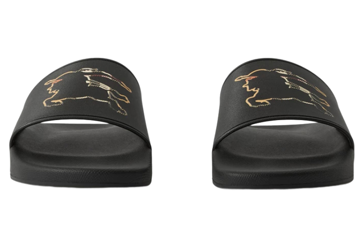 Lookbook 버버리 체크 EKD 모티브 슬라이드 블랙 80718491