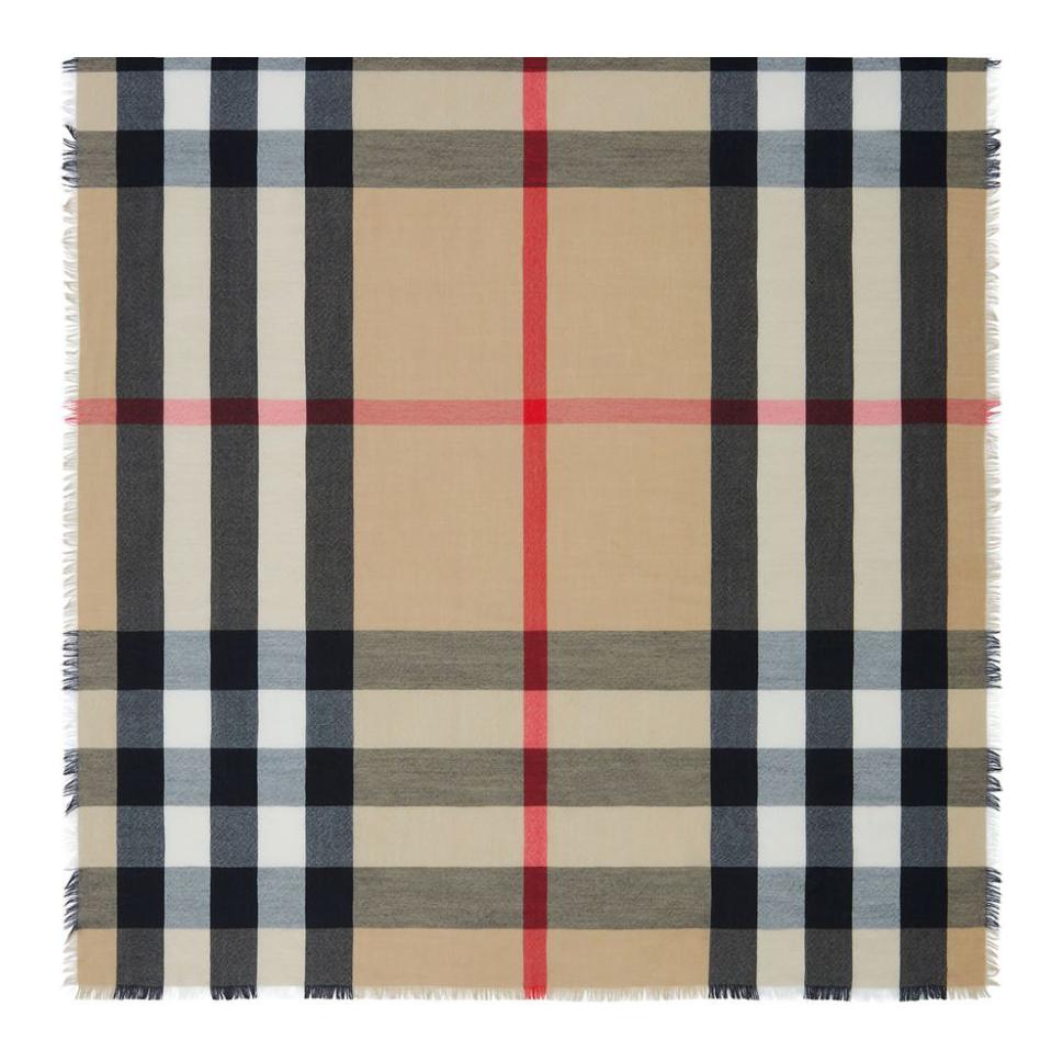 Burberry Check Embroidery Cashmere Scarf Unisex Beige - Couples Style. 8024500A7028 圖 2