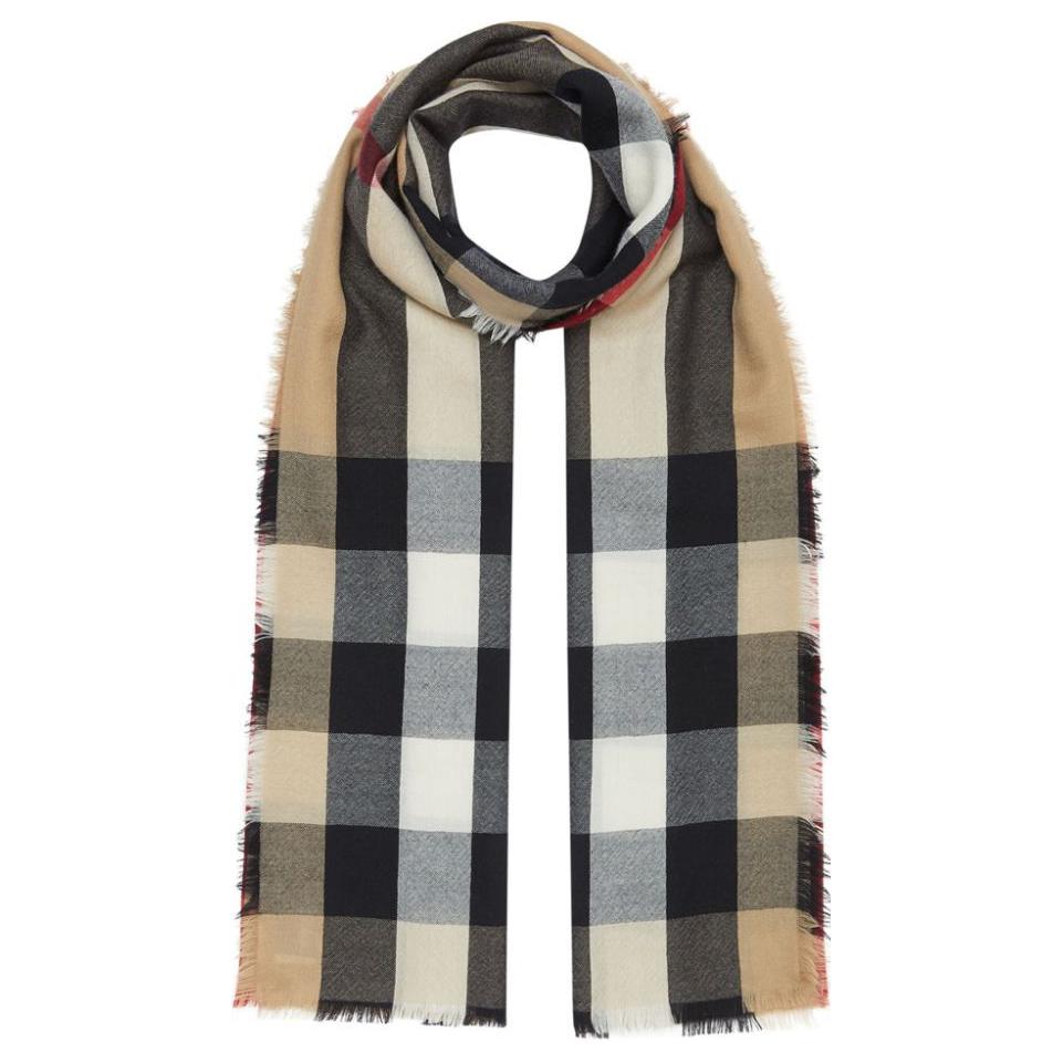 Burberry Check Embroidery Cashmere Scarf Unisex Beige - Couples Style. 8024500A7028 圖 3