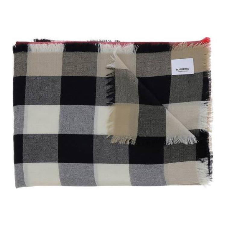Burberry Check Embroidery Cashmere Scarf Unisex Beige - Couples Style. 8024500A7028 圖 5