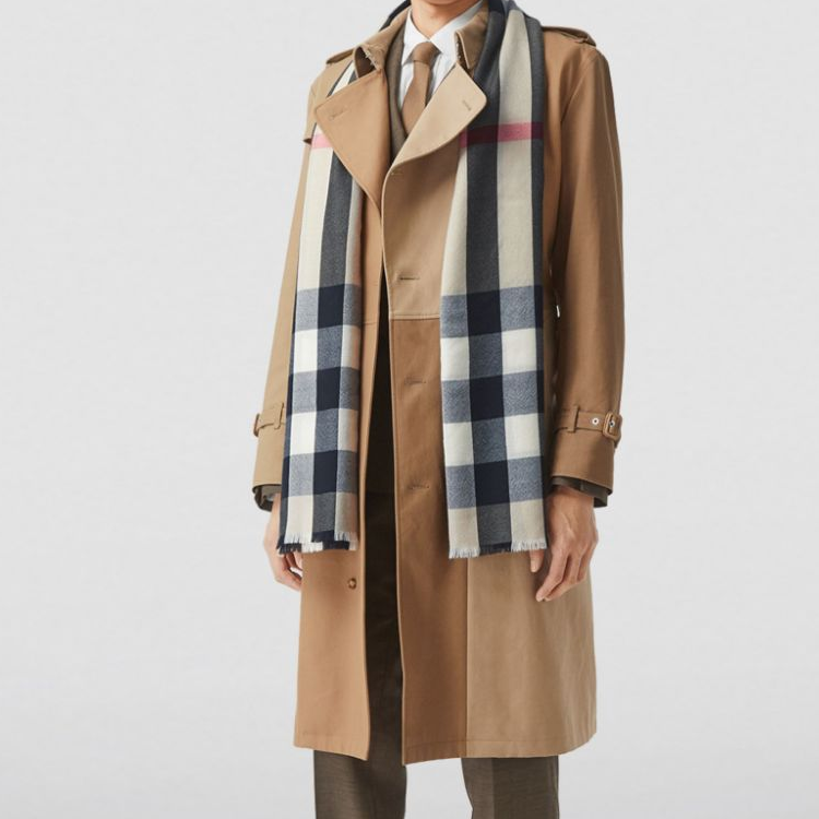 Burberry Check Embroidery Cashmere Scarf Unisex Beige - Couples Style. 8024500A7028 圖 7