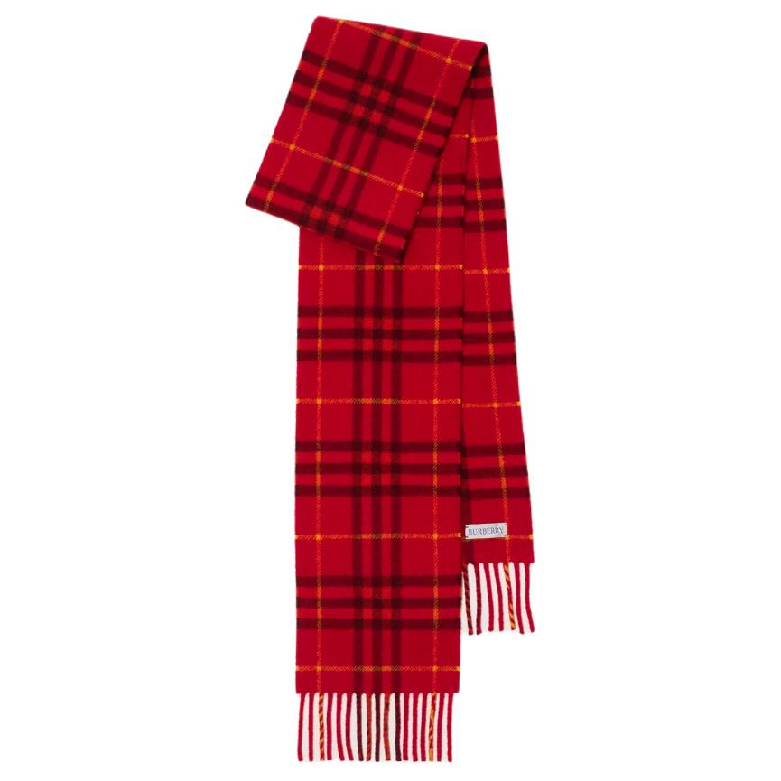 Burberry Check Fringe Cashmere Scarf Women in Currant Red. 80987221 圖 2