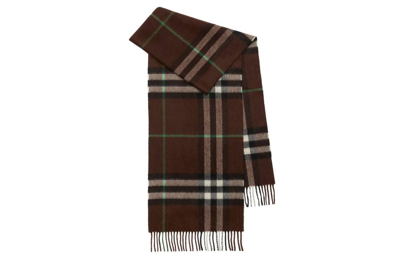 Burberry Check Fringe Edge Wool Scarf Brown for Men. 8077887GIANTCHKA1211