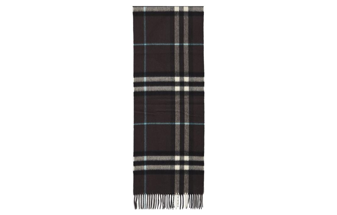 Burberry Check Fringe Wool Scarf for Men - Gray 8077888GIANTCHKB7326