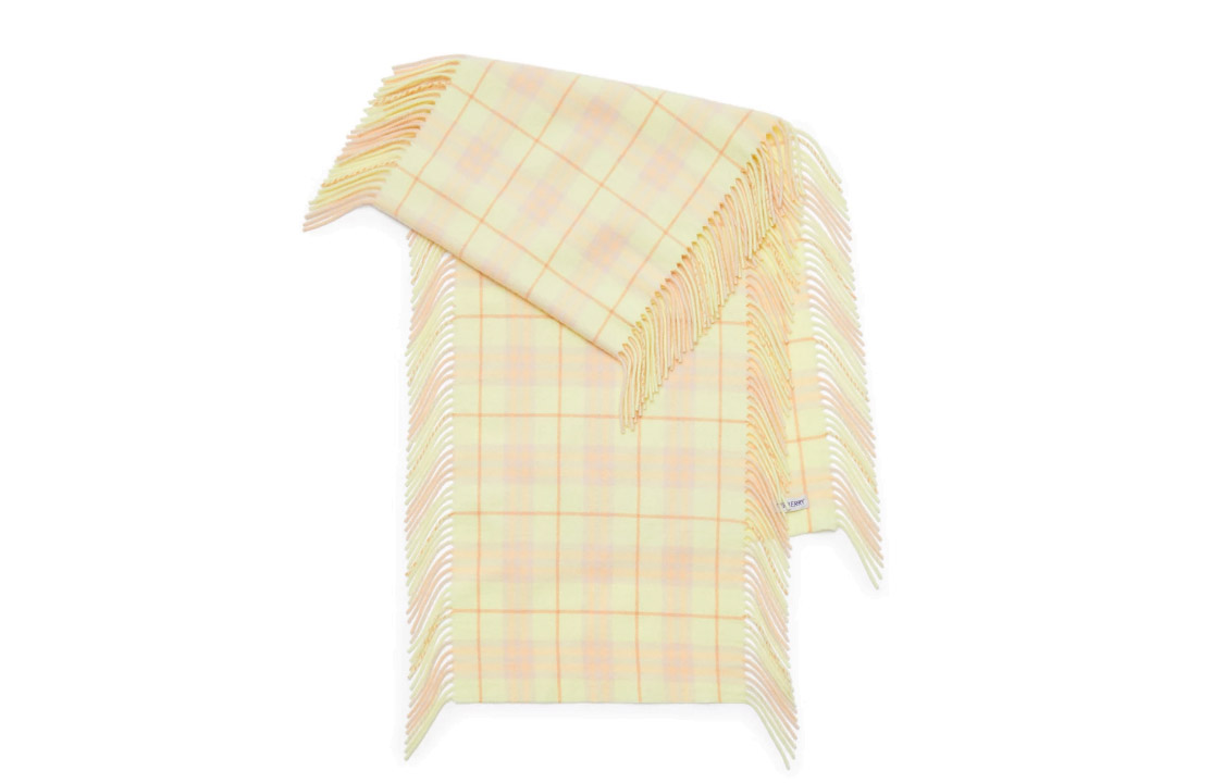 Burberry Check Fringe Wool Scarf Unisex Couple Style Yellow. 80799891