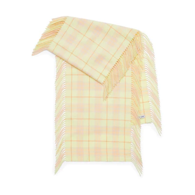 Burberry Check Fringe Wool Scarf Unisex Couple Style Yellow. 80799891