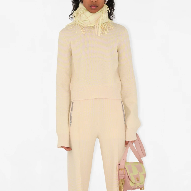 Burberry Check Fringe Wool Scarf Unisex Couple Style Yellow. 80799891 圖 3