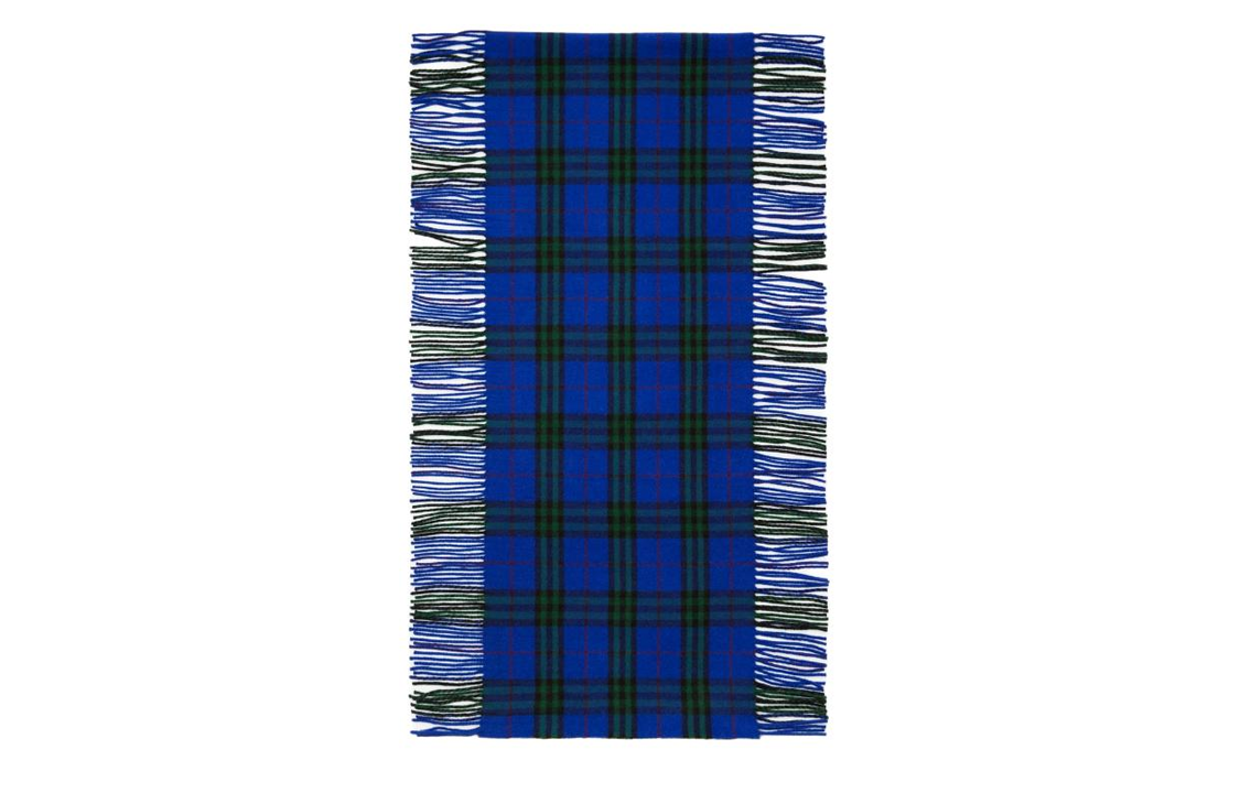 Burberry Check Fringe Wool Scarf Unisex Couple Style - Blue 80799941 圖 4