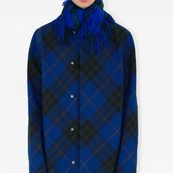 Burberry Check Fringe Wool Scarf Unisex Couple Style - Blue 80799941 圖 7
