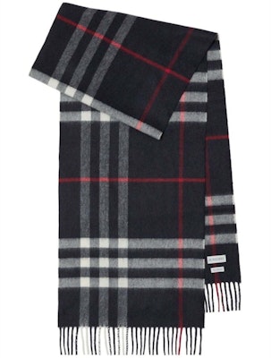 Burberry Check Fringed Cashmere Scarf Navy Buy Burberry Check Fringed Cashmere Scarf Navy