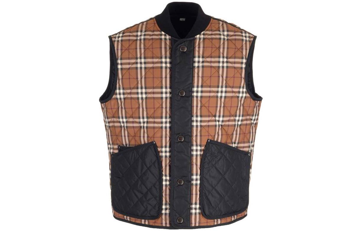 Burberry Check High-Neck Sleeveless Down Vest  Black/Red. 80717121