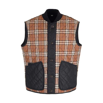 Burberry Check High-Neck Sleeveless Down Vest Black/Red. 80717121