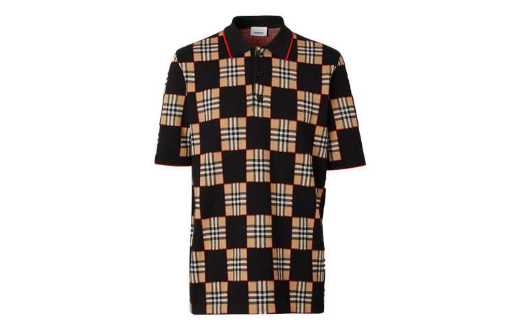 Burberry Check Jacquard Wool Blend Polo Shirt Vintage Beige 80294061 圖 2
