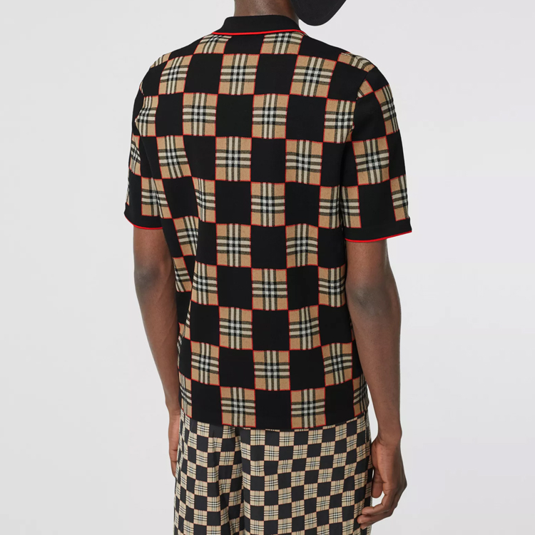 Burberry Check Jacquard Wool Blend Polo Shirt Vintage Beige 80294061 圖 4