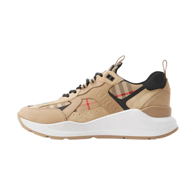 Burberry Check Leather and Suede Sneaker Archive Beige