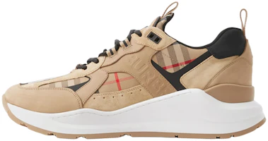 Burberry Check Leather and Suede Sneaker Archive Beige 80708511 Burberry Check Leather and Suede Sneaker Archive Beige 80708511