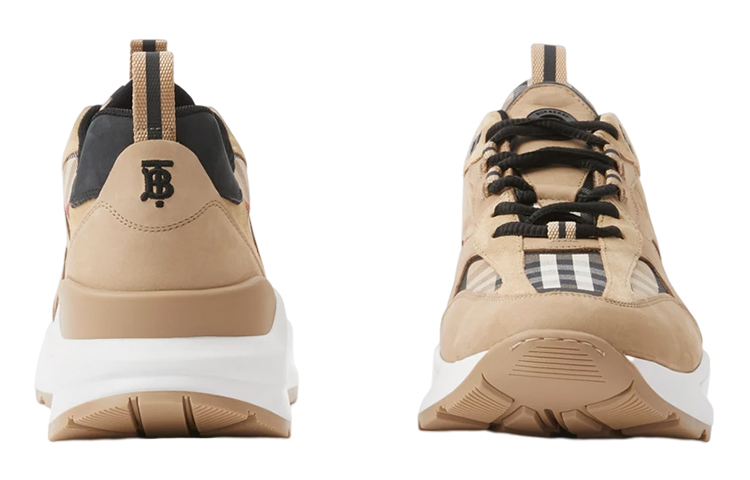 Purchase Burberry博柏利 皮革 格紋 系帶 低幫 運動休閒鞋 男款 米色