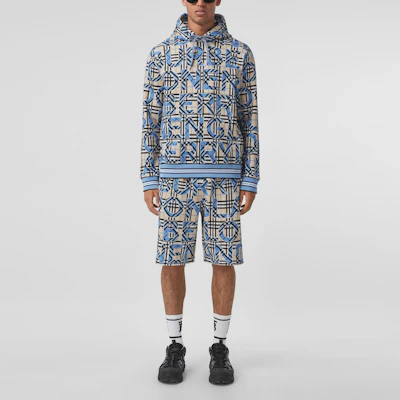 Burberry Check Logo Print Hoodie Bright Cobalt Blue 80391651 Lookbook Burberry Check Logo Print Hoodie Bright Cobalt Blue 80391651