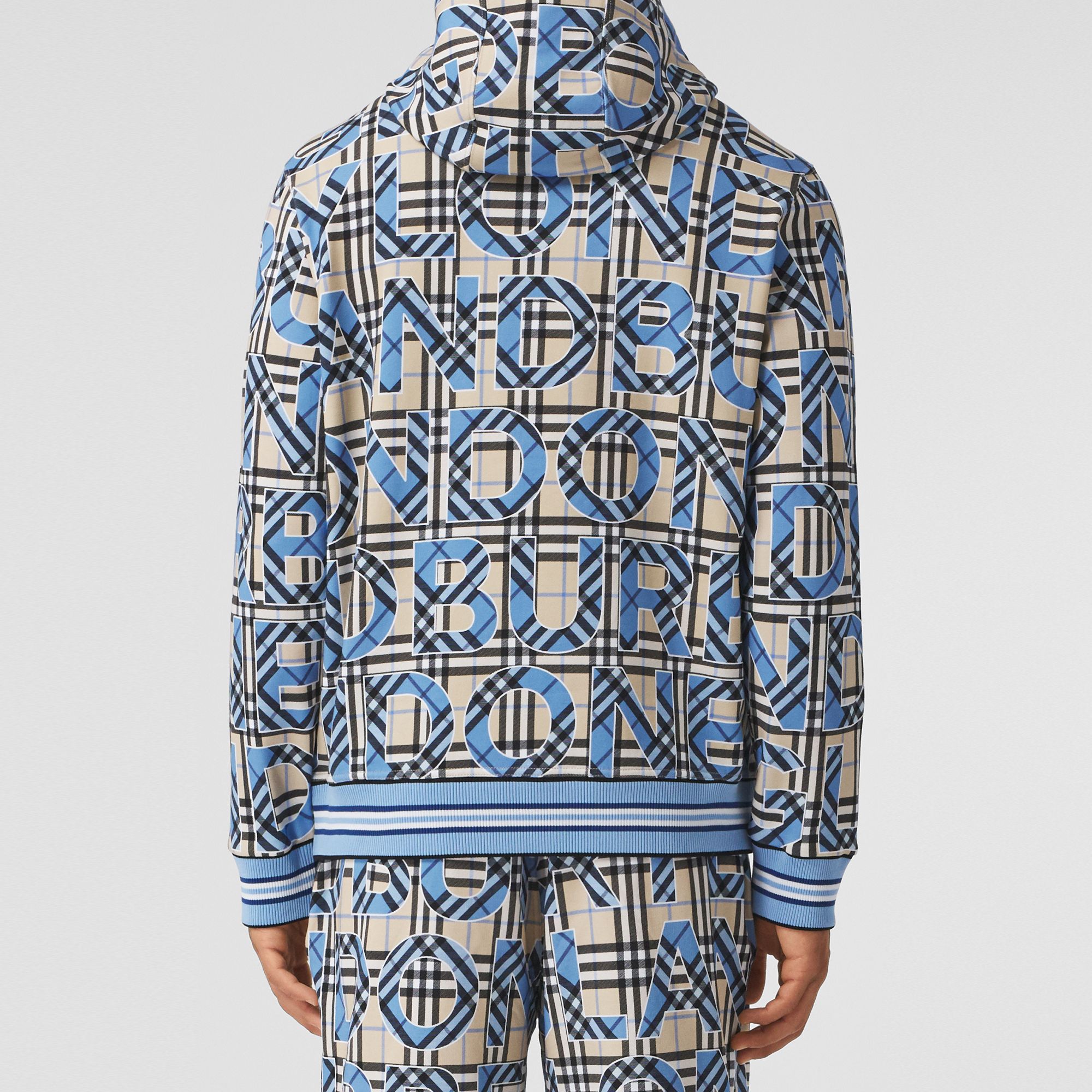 Purchase Burberry Check Logo Print Hoodie Bright Cobalt Blue 80391651