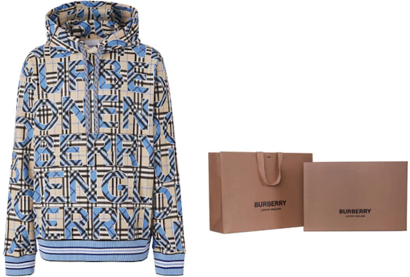 Burberry Check Logo Print Hoodie Bright Cobalt Blue 80391651 Sizing Burberry Check Logo Print Hoodie Bright Cobalt Blue 80391651