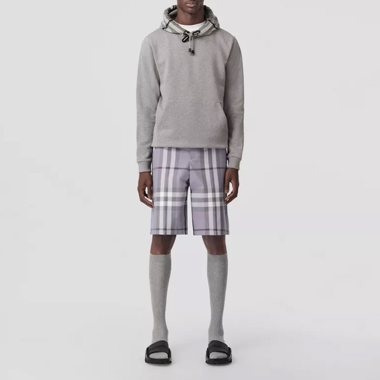 Lookbook Burberry 男款灰色格紋標誌印花長袖上衣 80570101