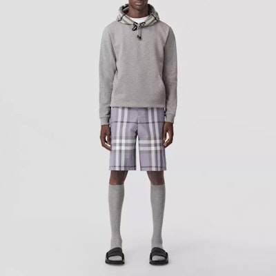 Burberry 男款灰色格紋標誌印花長袖上衣 80570101 Lookbook Burberry 男款灰色格紋標誌印花長袖上衣 80570101