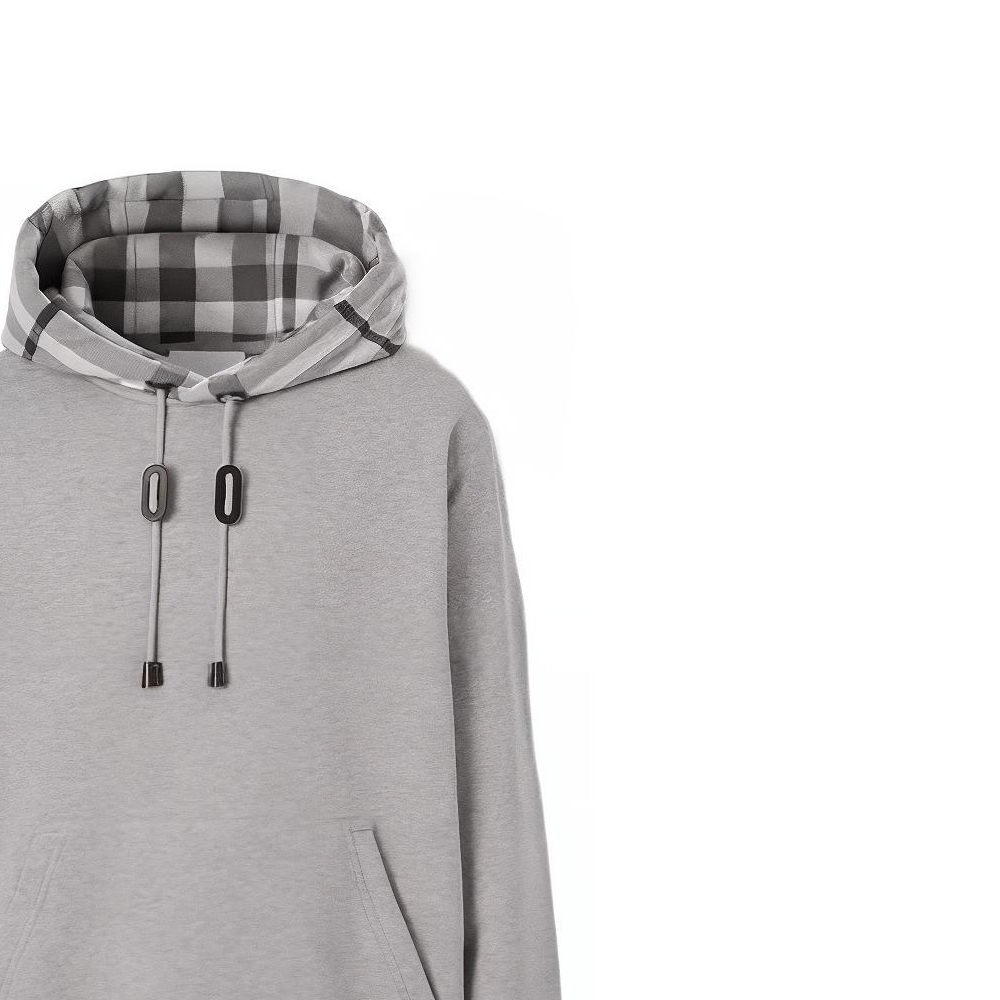 Sizing Burberry 男款灰色格紋標誌印花長袖上衣 80570101