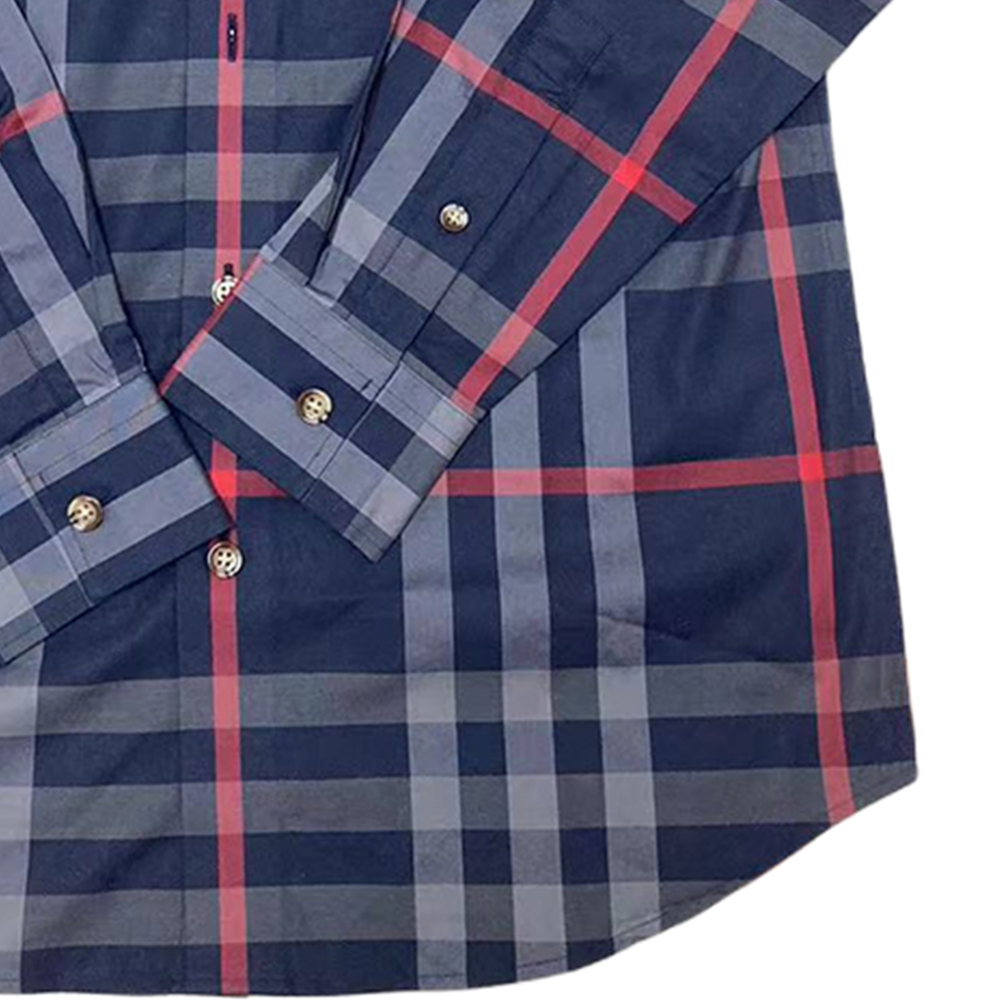 Sizing Burberry 经典格纹长袖衬衫 深蓝色 80929141