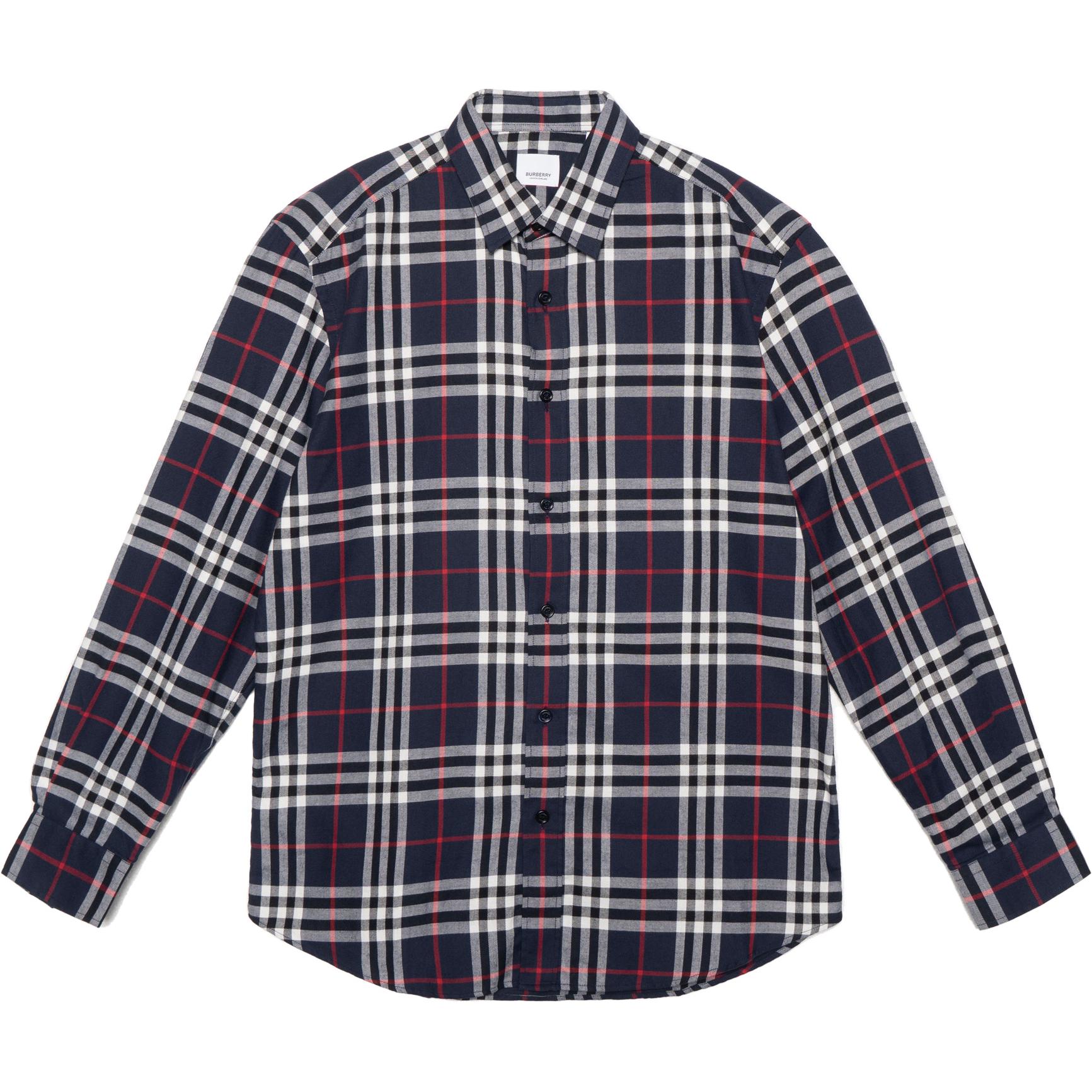 Burberry Check Long Sleeve Shirt Navy Blue 40591291 圖 2