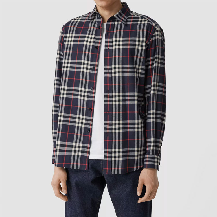Burberry Check Long Sleeve Shirt Navy Blue 40591291 圖 6