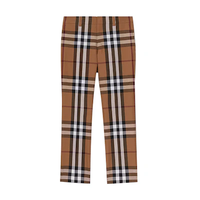 Burberry Check Loose High Waist Straight Pants Birch Brown 45652171