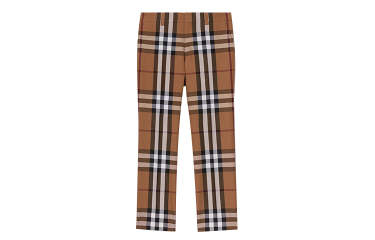Burberry Check Loose High Waist Straight Pants Birch Brown 45652171 圖 2