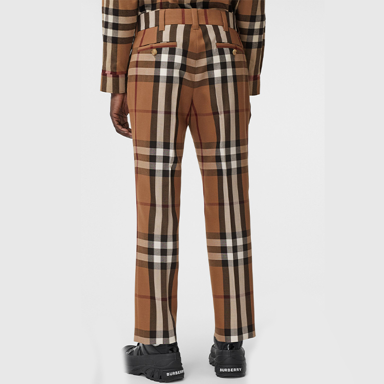 Burberry Check Loose High Waist Straight Pants Birch Brown 45652171 圖 3