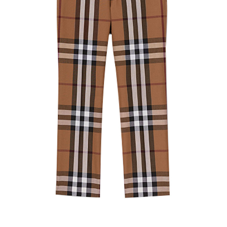 Burberry Check Loose High Waist Straight Pants Birch Brown 45652171 圖 7