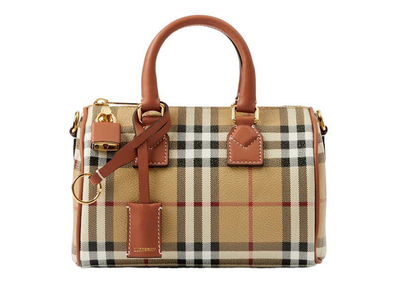 Burberry Check Mini Bowling Bag Archive Beige/Briar Brown