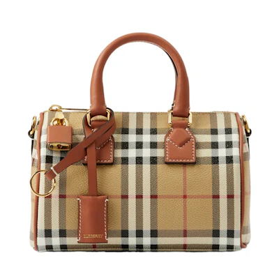 Burberry Check Mini Bowling Bag Archive Beige/Briar Brown