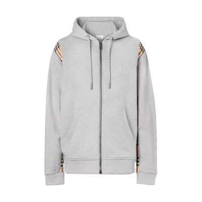 Burberry Check Panel Hoodie Light Grey for Men 80345111
