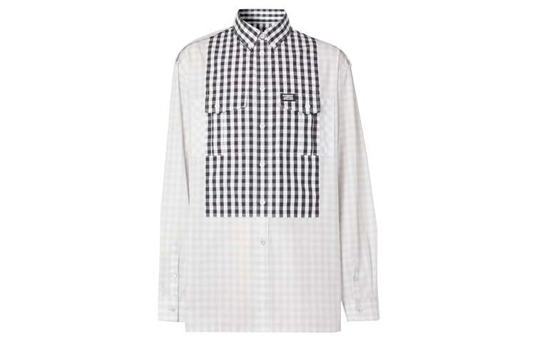Burberry Check Panel Shirt in Light Ash Stone 45630481 圖 2