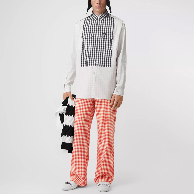 Burberry Check Panel Shirt in Light Ash Stone 45630481 圖 3