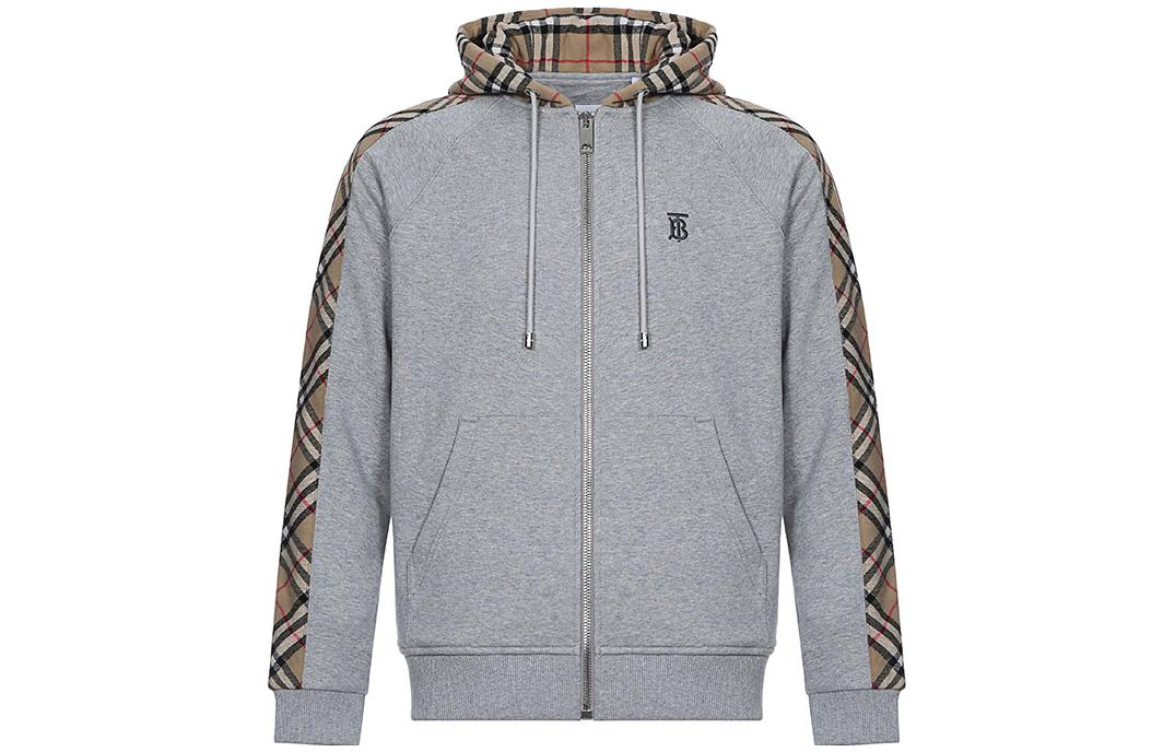 Burberry Check Patch Hoodie Light Ash Gray 80134941