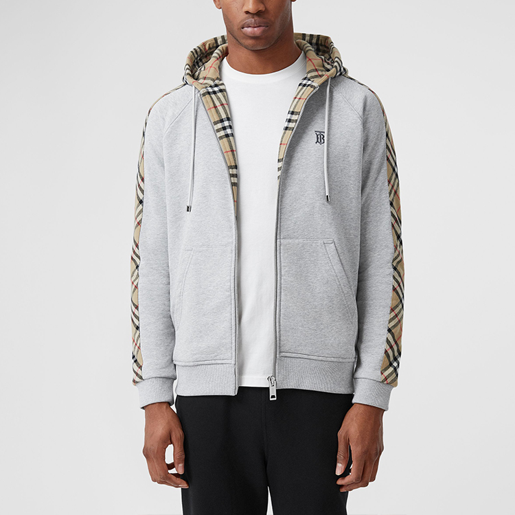 Burberry Check Patch Hoodie Light Ash Gray 80134941 圖 4