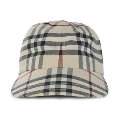 Burberry Check Pattern Baseball Cap Camel for Men 8073370A1450