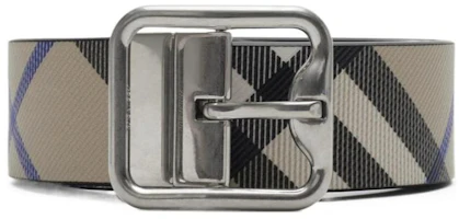 Order Burberry 格紋小牛皮皮帶 男士苔綠/石板灰/銀色 3.5CM 寬 80920451